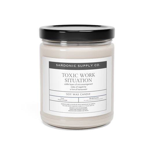 Toxic Work Situation Candle with lid on